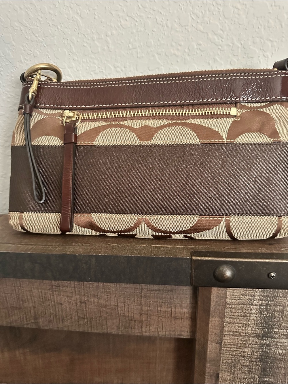 Vintage Coach Signature Stripe Demi Bag